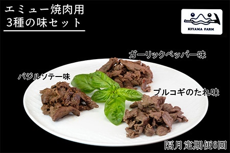 【隔月6回】エミュー焼肉用3種の味セット【エミュー 基山産 高タンパク 高鉄分 低カロリー ヘルシー ジビエ 貴重肉 鉄分補給】G8-F006307