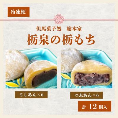 ふるさと納税 新温泉町 但馬菓子処　総本家　栃泉の栃もち　こしあん&amp;つぶあん　ミックス　各6個の12個入り　冷凍品