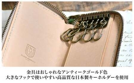 本革ラウンドファスナーキーケース ノワール(黒色)　滋賀県長浜市/株式会社ブラン・クチュール[AQAY029]