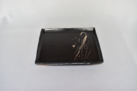 萩焼　銀彩ブラックプレートセット｜HGH00020