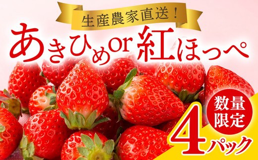 岡戸農園　いちご（4パック）＊「あきひめ」あるいは「紅ほっぺ」数量限定 16ｰ7 ※2027年1月～発送