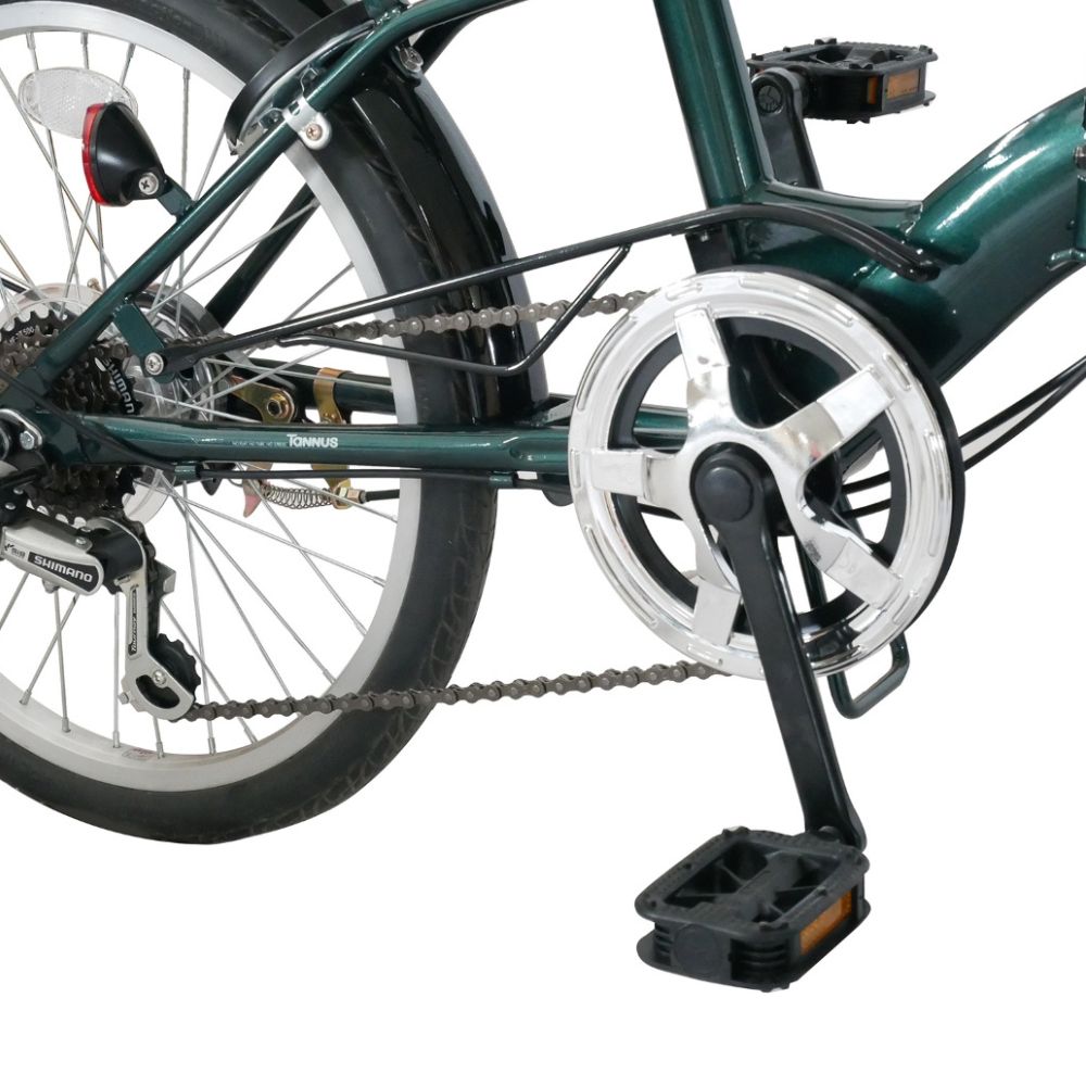 ノーパンク 折りたたみ自転車 20インチ VELETA【ブラック】SHIMANO6段変速 前カゴ・LEDライト付 空気入れ不要 パンクしない　武田産業 ｜フォールディングバイク 人気返礼品_イメージ3