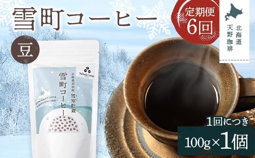 【定期便】雪町コーヒー 豆（100g）1個×6回 自家焙煎 低温貯蔵 エチオピア 北海道 沼田町 n-0115