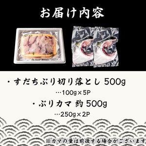ぶり 切り落とし ブリカマ2Pセット 計1Kg 徳島ブランド すだち 鰤 ブリ 刺身 ぶりしゃぶ 丼 ブリカマ 焼き魚 スダチ 海産物 冷凍 徳島 小松島市