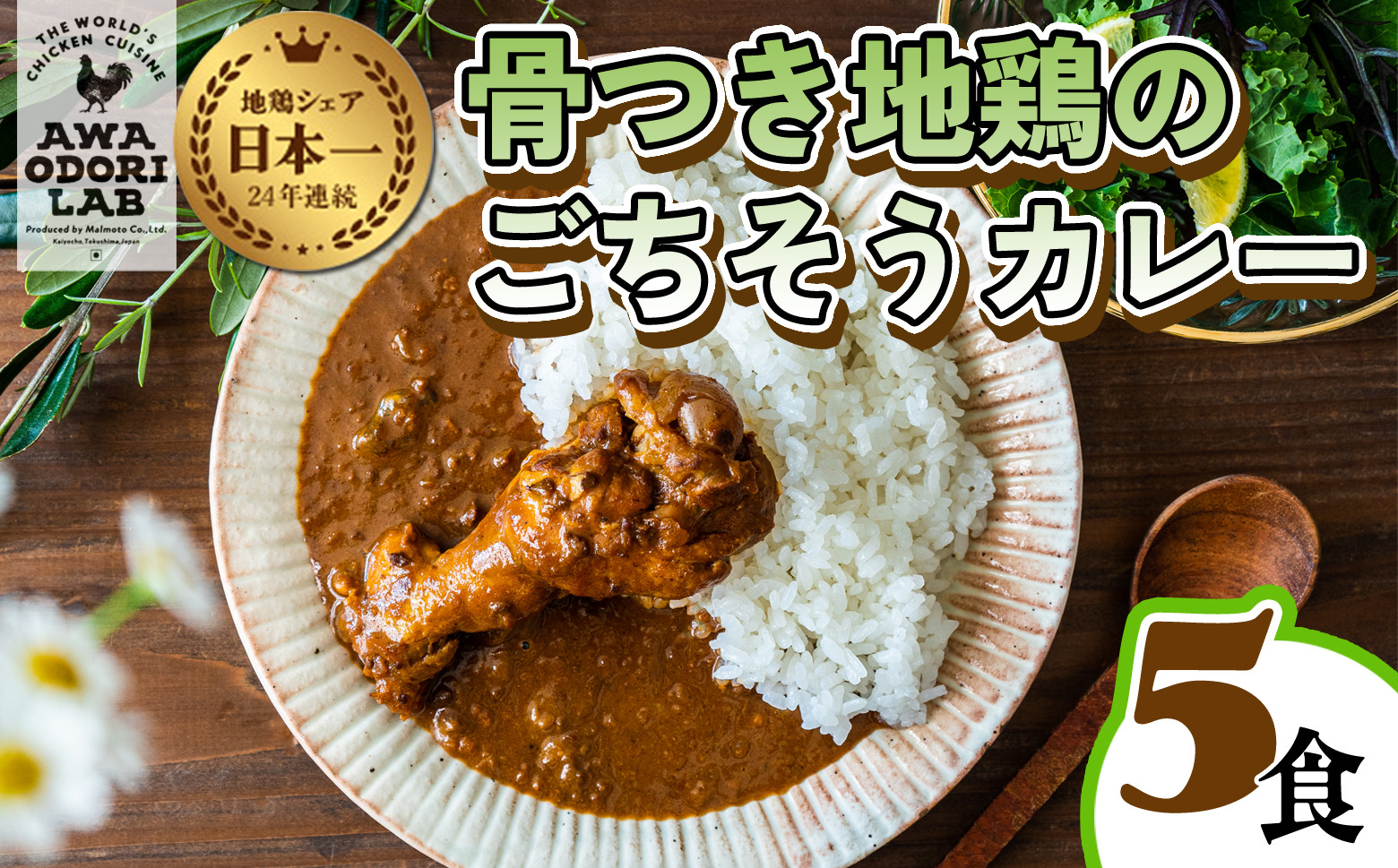 
日本一地鶏 阿波尾鶏　骨つき地鶏のごちそうカレー ５人前セット カレー レトルト 阿波尾鶏 5食入り 阿波尾鶏のごちそうカレー 徳島 地鶏 あわおどり
