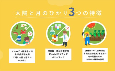 太陽と月のひかり☆通常セット6パック☆(山形県産ベビーフード、農薬・化学肥料・保存料不使用)【5ヶ月頃から】 FZ21-392