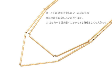 K18 パイプ2連デザインチェーンネックレス