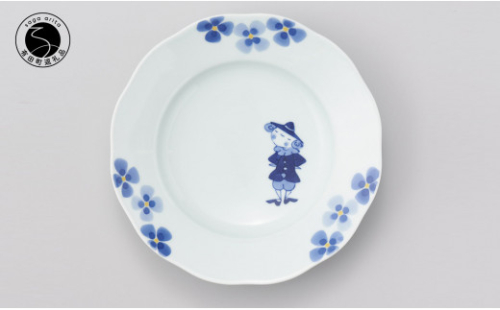 しん窯青花 夢みる異人ノーブル21cm リム皿（スマイル）有田焼 食器 器 うつわ 手描き プレート 小島芳栄堂 ar021