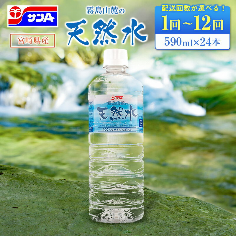【ふるさと納税】＜選べる回数＞霧島山麓の天然水 590ml×24本 単品 定期便 ペットボトル サンA ミネラルウォーター 飲料水 常温保存 宮崎