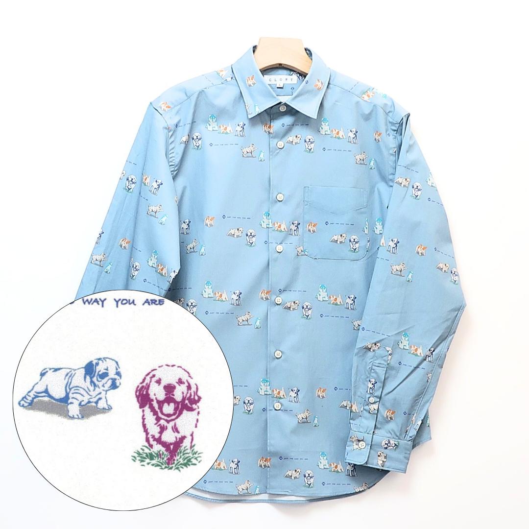 
            CLOFT 綿100％長袖プリントシャツ”素顔のままで”仔犬柄（C/＃24 ブルー） M 長袖 シャツ プリントシャツ 犬柄 dog デザイン おしゃれ 個性 上質 こだわり ギフト プレゼント 贈り物 東京 新宿 青 ブルー 0139-022-S07-4
          