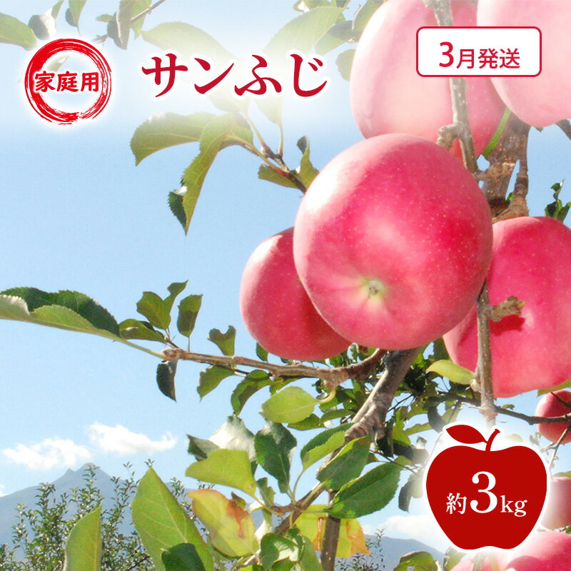 【ふるさと納税】【3月発送】家庭用 サンふじ 約3kg 果物類 フルーツ 林檎 リンゴ 鶴田町 青森県 おやつ デザート　お届け：2027年3月上旬～2027年3月下旬