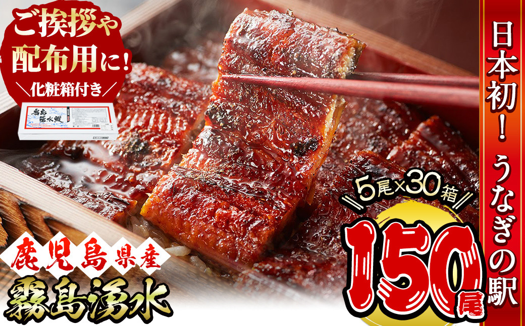 
            【数量限定】【化粧箱30箱】ご挨拶・配布用にも！鹿児島県産 山田水産の霧島湧水鰻＜計150尾(5尾×30箱)/計24kg(1尾あたり160g)＞ うなぎ 鰻 ウナギ 贈答 150尾 国産 九州産 蒲焼き かばやき 冷凍 うな重 ひつまぶし ランキング 人気 xa00-001
          