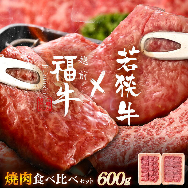 【ふるさと納税】 若狭牛 × 越前福牛 潮風育ち 極選焼肉食べ比べセット 600g (各300g) 焼き肉 国産和牛 赤身肉 ブランド牛 黒毛和牛 赤身和牛 肉 牛 牛肉 焼肉セット キャンプ バーベキュー BBQ 冷凍 個包装 贈答 贈り物 ギフト
