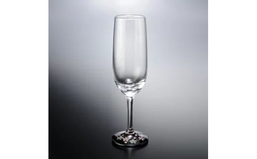 みよし漆器本舗 紀州塗り ぬりもん de Verre トールシャンパン 蒔絵 桜 黒 185ml