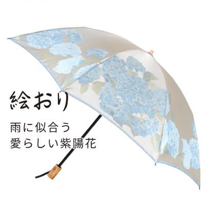 ふるさと納税 西桂町 婦人折傘 絵おり(紫陽花・ブルー)槙田商店の傘職人が作る大人にぴったりの上品な日本製の晴雨兼用婦人傘 |  | 02