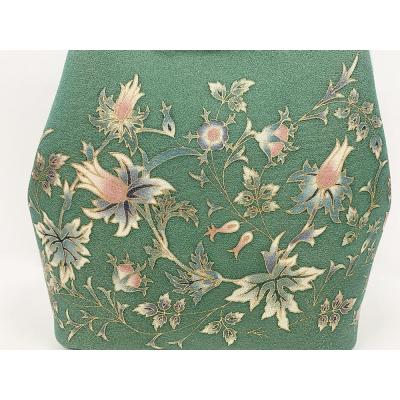 ふるさと納税 京都市 【京都丸紅】V&A京友禅巾着バッグ(グリーン) |  | 03