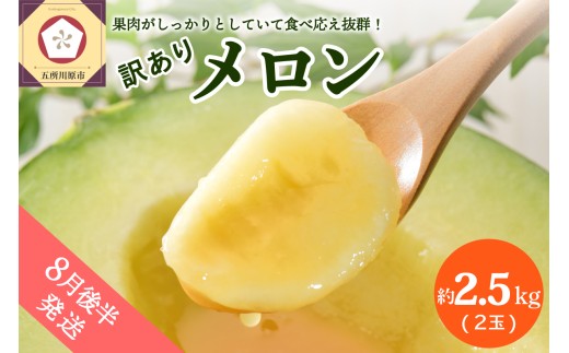 【2026年8月後半発送】【訳あり】メロン 約2.5kg 青肉 2玉 青森産