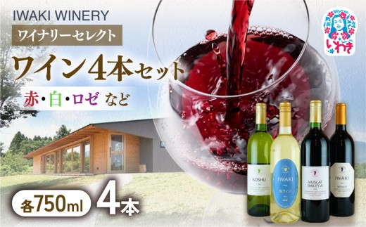 いわきワイナリー ワイン4本セット 各750ml | いわきワイナリー ワイン4本セット いわき市 ワインセット 4本セット 日本ワイン 赤ワイン 白ワイン ロゼワイン 飲み比べ ぶどう使用 国産ぶどう 果実酒 ワイナリー醸造 おまかせセット セレクトワイン 詰め合わせ ワインセット4本組 なし | CR004-4s