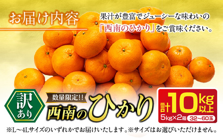 先行予約 訳あり 西南のひかり 10kg ご家庭用 みかん オレンジ フルーツ 果物 くだもの 柑橘 果実 果肉 デザート おやつ 国産 食品 おすそ分け おすそわけ 自宅用 人気 おすすめ 宮崎県 