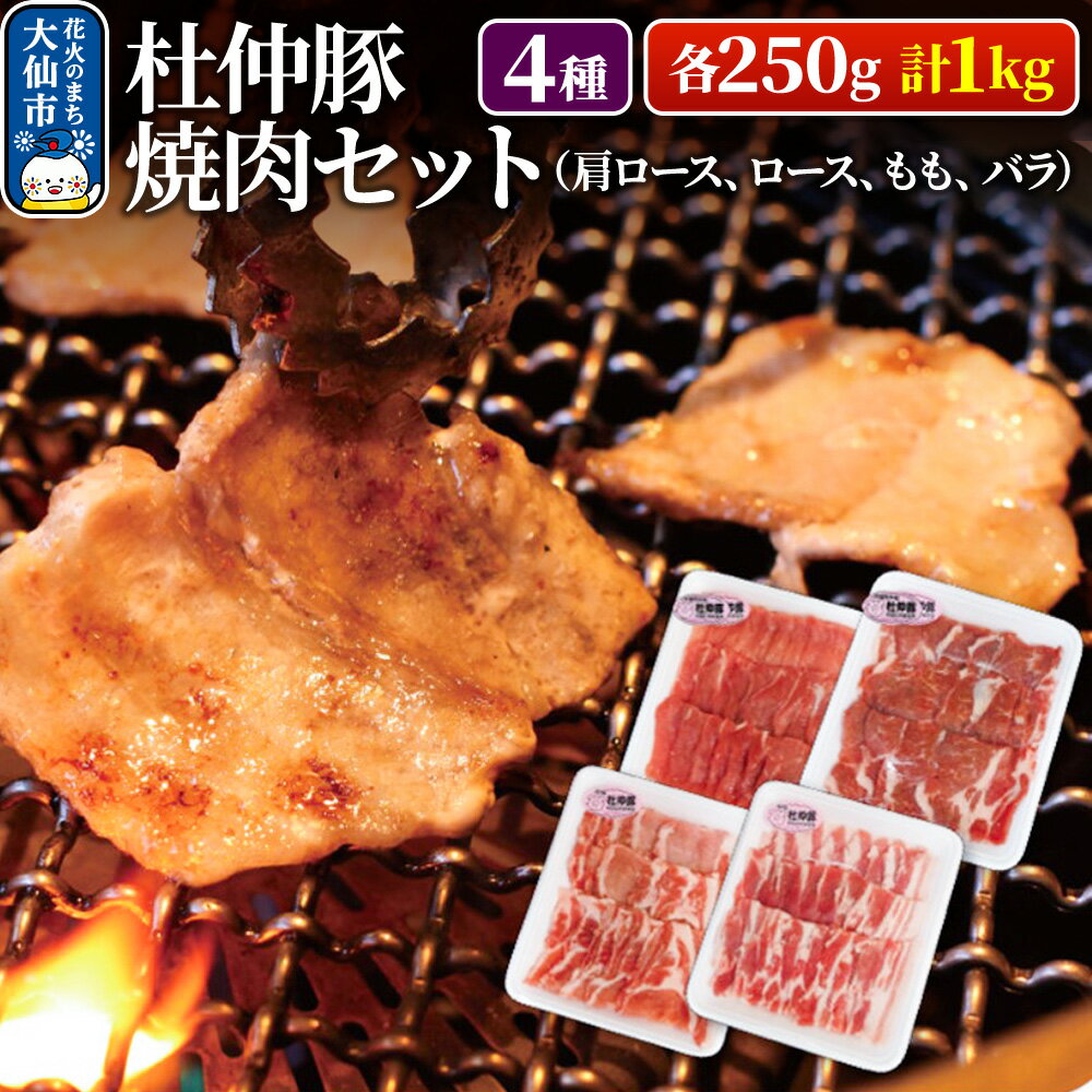 【ふるさと納税】杜仲豚 焼肉セット 4種 各250g 計1kg (肩ロース、ロース、もも、バラ) 【物産中仙】豚肉 BBQ
