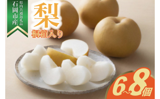 ＜2025年8月より順次発送予定＞桐箱入り　梨　6～8個(県内共通返礼品:石岡市産) (BR051)