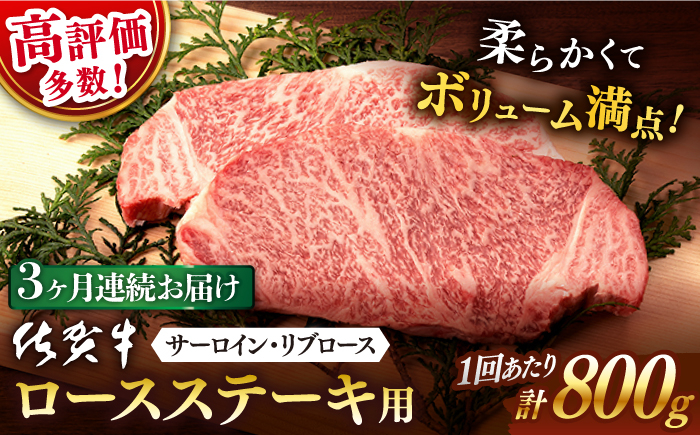 
            【3回定期便】佐賀牛 ステーキ用 800g 【桑原畜産】 [NAB130]
          