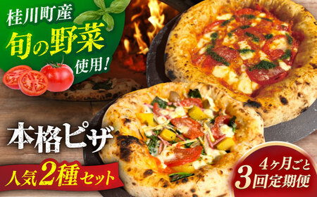 【4か月ごとにお届け：全3回】 【合鴨家族の小麦と桂川町の野菜使用】ピザ 2枚セット（マルゲリータ・季節の野菜ピザ） 桂川町/PIZZERIA TUTTI [ADBH031] 