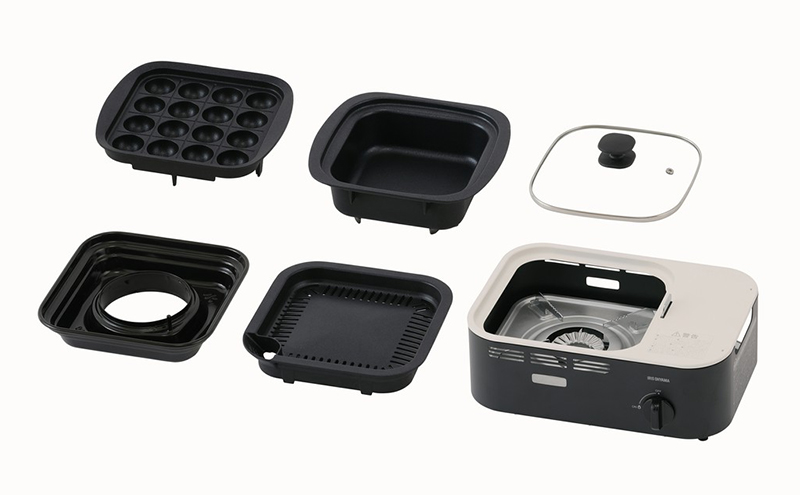 カセットコンロ 減煙 焼肉 減煙焼肉マルチカセットコンロ IGC-GYNT1 チャコール アイリスオーヤマ グリル 鍋 たこ焼き プレート 卓上 コンロ カセットボンベ ガス 煙が少ない 防災 備蓄 