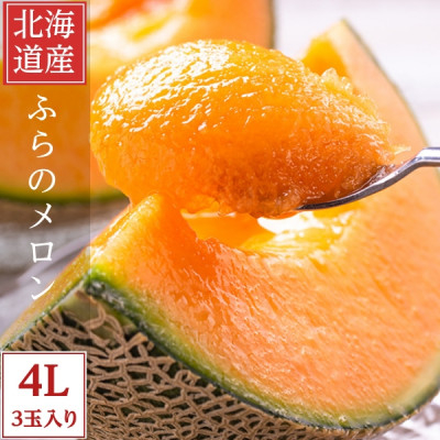 
                  2027年先行予約 糖度15度前後 富良野メロン　4Lサイズ(2.5kg以上)　3玉入り【1542474】
                