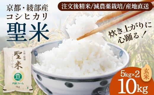 令和7年度産 コシヒカリ 「聖米」 玄米 10kg （5kg×2）【米 お米 玄米 京都府産 ごはん こめ 国産 10キロ 京都府 京都 綾部市 】