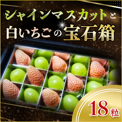 【2024年8月より順次発送】シャインマスカットと白いちごの宝石箱18粒(県内共通返礼品:石岡市産)【配送不可地域：離島・北海道・沖縄・信越、北陸・東海・近畿・中国・四国・九州】【1398936】
