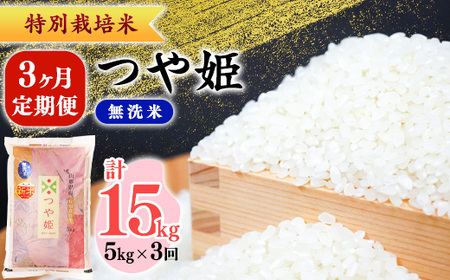 ＜2026年11月から2027年1月【後半】コース＞《先行予約》令和8年産 新米 3ヶ月定期便 《特別栽培米》 つや姫【無洗米】 合計15kg（5kg×3回） 【毎月後半（16日頃から末日頃）発送】山形県産　045-C-SR004-202611後-202701後