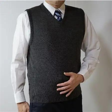 無地 メンズニット ベスト チャコール S寸 15200_装飾品・工芸品 男性・メンズ 洋服 _【1219210】