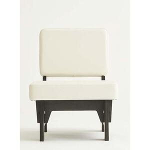 【合皮ホワイト×フレームブラック】 高品質な一人掛け組み立てソファ