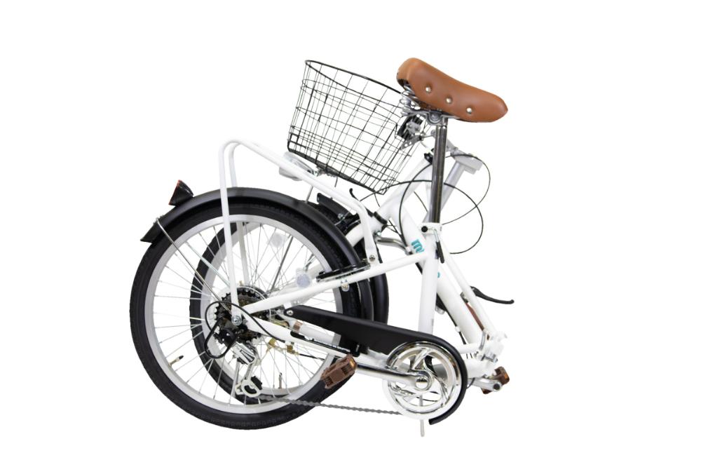 【ホワイト】防災対応・フル装備付き20型折り畳み自転車