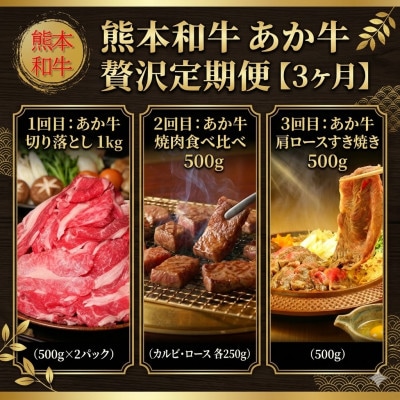 【毎月定期便】熊本和牛あか牛 贅沢定期便【3ヶ月】(阿蘇市)全3回【配送不可地域：離島】【4088340】