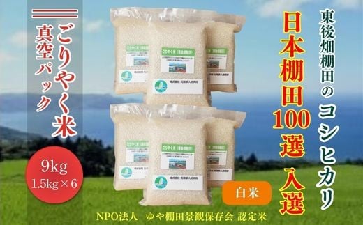 
                  お米  白米 白米真空パック こしひかり コシヒカリ 精米 9㎏ ごりやく米 白米9㎏ (白米真空パック1.5㎏×6個)  真空 おにぎり 棚田 棚田米 長門市 小分け
                