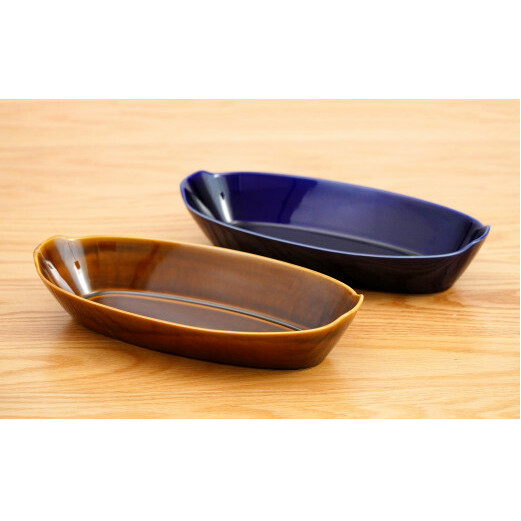 有田焼 オリジナル楕円鉢ペアセット【藍土】 A25-341_イメージ3
