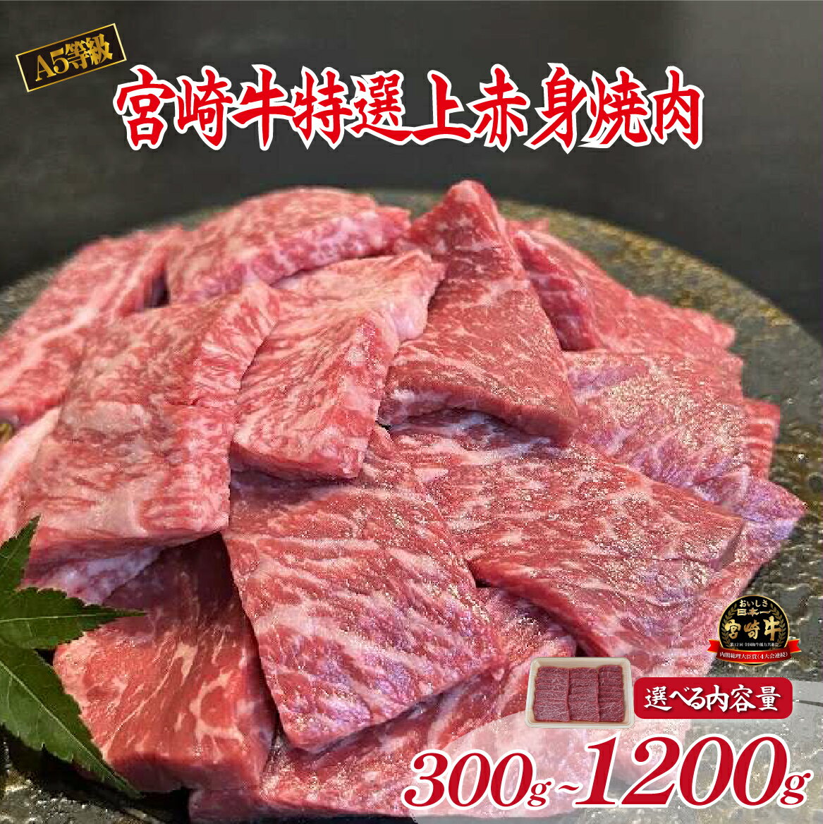 【ふるさと納税】【選べる内容量】【新鮮チルド発送!!】A5等級宮崎牛特選上赤身焼肉 300g~1.2kg（黒毛和牛 牛肉 宮崎牛 赤身 焼肉用 宮崎県）