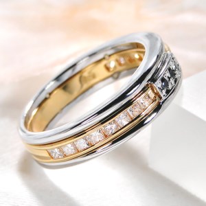 110-9-3 指輪 Pt900 K18YG ダイヤ ブラックダイヤ 0.48ct コンビ リング プラチナ イエローゴールド エタニティ 組み込み 【 f192-ptyg-bd 】