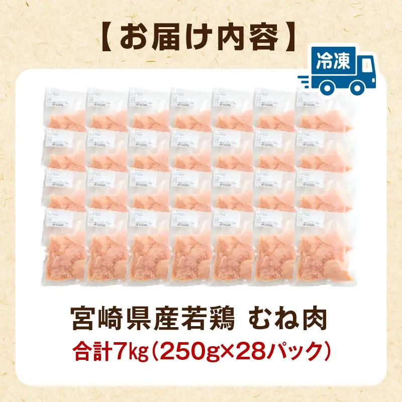 鶏肉 むね肉 鶏肉[宮崎県産 若鶏 7kg 250g×28P]