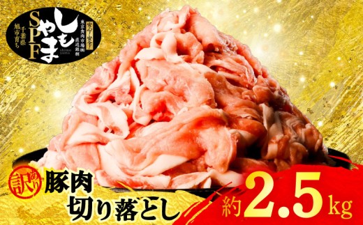 【 年内発送 】 訳あり 豚肉 切り落とし 約 2.5 kg 小分け 真空パック 250g✕10パック 国産 10000円 豚 豚こま 豚こま肉 こま肉 buta 切落し 送料無料 冷凍 SPF SPF豚 しもやまSPF 千葉県 旭市 有限会社 下山農場 usn001