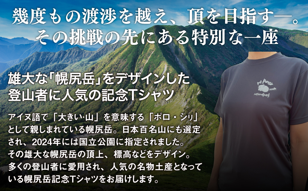 【日本百名山】【2026年限定】幌尻岳記念山詩Tシャツ（グレー Sサイズ） BRTJ040