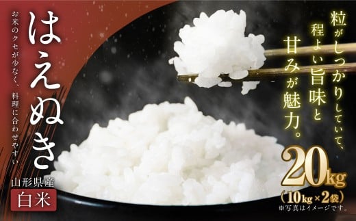 【令和7年産新米】〈白米〉はえぬき 20kg （10kg×2袋） ＜1回のお届け＞  山形県産 新米 お米 【2025年11月上旬発送開始予定】