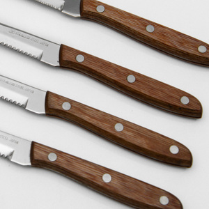 木柄ステーキナイフ4本セット/ハンドル木目調　食洗機不可　日本製　切れ味抜群