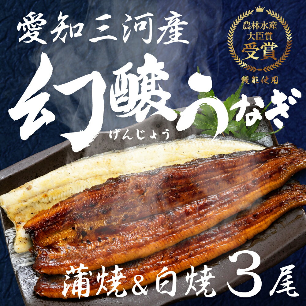 【ふるさと納税】愛知県産特選　幻醸うなぎ　蒲焼き＆白焼きセット 3尾セット　国産うなぎ 鰻 タレ付 セット 厳選 ウナギ かば焼き 丑の日 高級 贅沢 ご褒美 特産品 ふっくら お取り寄せ うな重 うな丼 ひつまぶし 冷凍 誕生日 お祝い 内祝い お中元 お歳暮 愛知県 豊橋市