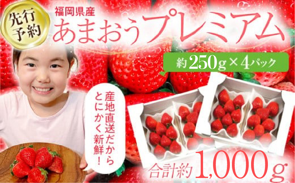 《先行予約》福岡県産あまおう 約250g×4パック《2027年3〜4月発送》CL002