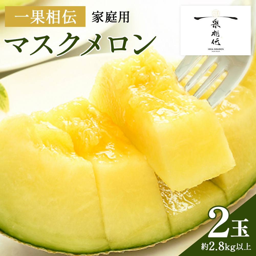 2玉 メロン 家庭用 一果相伝 マスク 入り フルーツ メロン 果物 デザート メロン