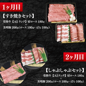 【4か月定期便】A5ランク常陸牛＆美明豚　食べ比べ　定期便コースA（EK-81）
