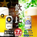 【ふるさと納税】『ビール飲み比べ定期便：全7回』 サッポロクラシック350ml×24本と黒ラベル350ml×24本 サッポロビール サッポロ クラシック 黒ラベル ビール 生ビール 定期便 7ヶ月 定期 7回 北海道 ふるさと納税 恵庭市 恵庭 【300120】